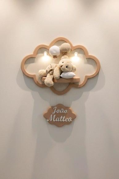 Enfeite de Porta Maternidade Nuvem com Leds