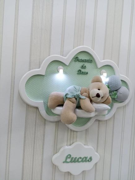 Enfeite de Porta Maternidade Nuvem com Leds