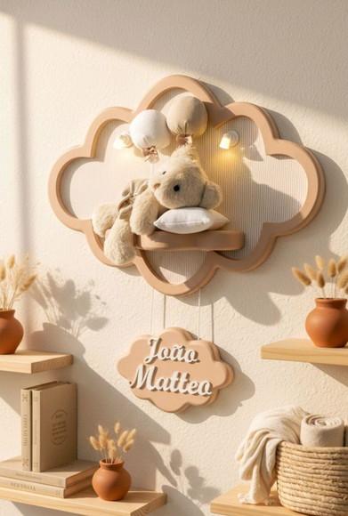 Enfeite de Porta Maternidade Nuvem com Leds