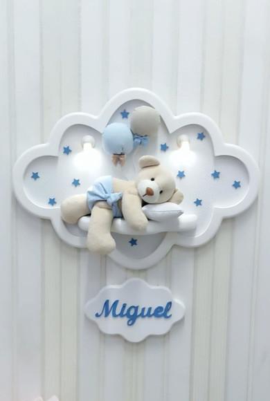 Enfeite de Porta Maternidade Nuvem com Leds