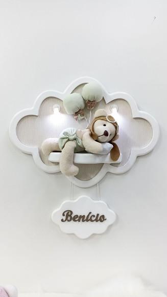 Enfeite de Porta Maternidade Nuvem com Leds