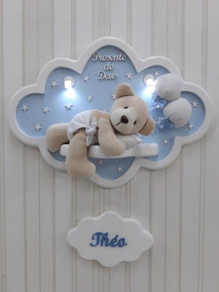 Enfeite de Porta Maternidade Nuvem com Leds