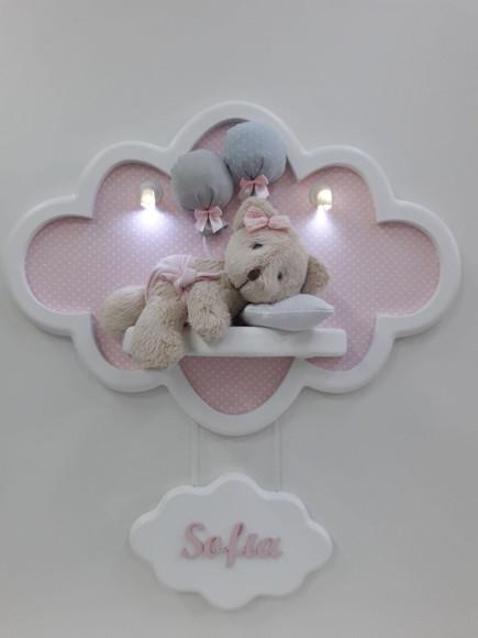 Enfeite de Porta Maternidade Nuvem com Leds