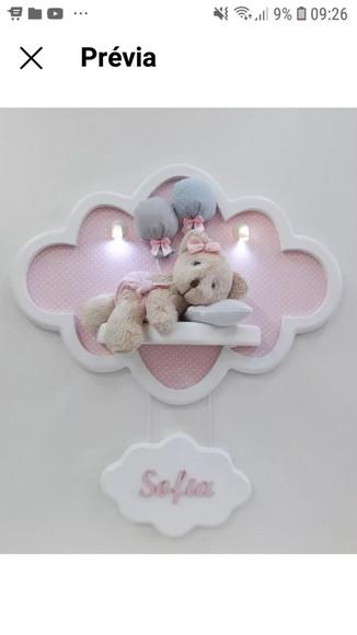 Enfeite de Porta Maternidade Nuvem com Leds