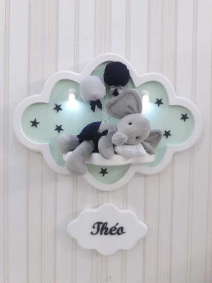 Enfeite de Porta Maternidade Nuvem com Leds