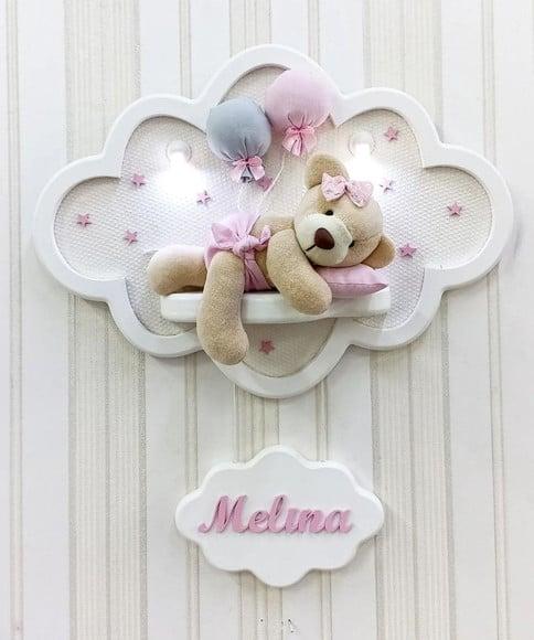 Enfeite de Porta Maternidade Nuvem com Leds