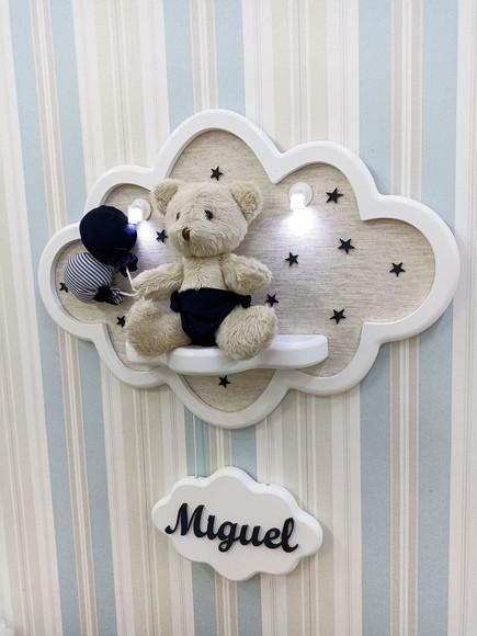 Enfeite de Porta Maternidade Nuvem com Leds
