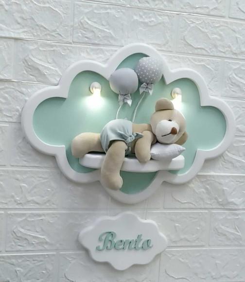 Enfeite de Porta Maternidade Nuvem com Leds