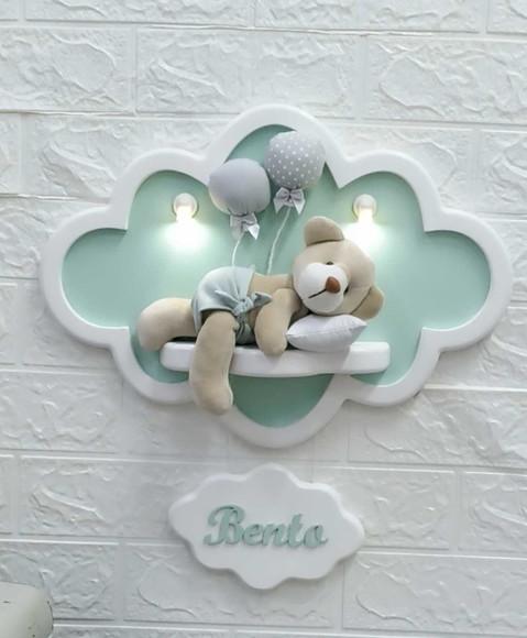 Enfeite de Porta Maternidade Nuvem com Leds