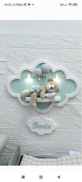 Enfeite de Porta Maternidade Nuvem com Leds