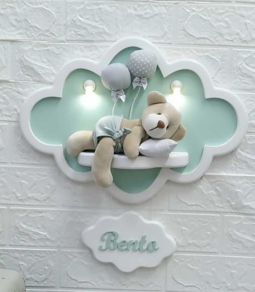 Enfeite de Porta Maternidade Nuvem com Leds