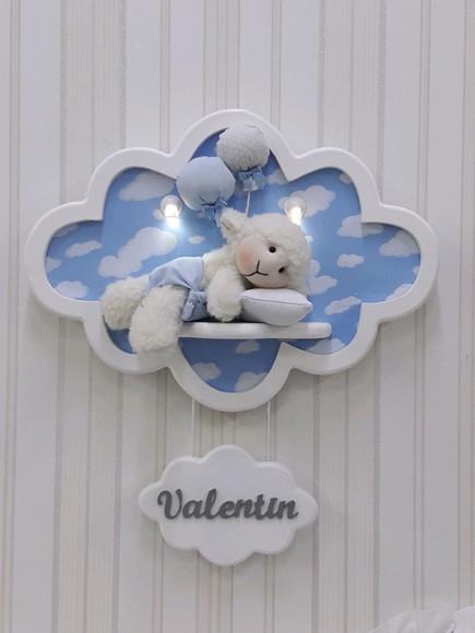 Enfeite de Porta Maternidade Nuvem com Leds