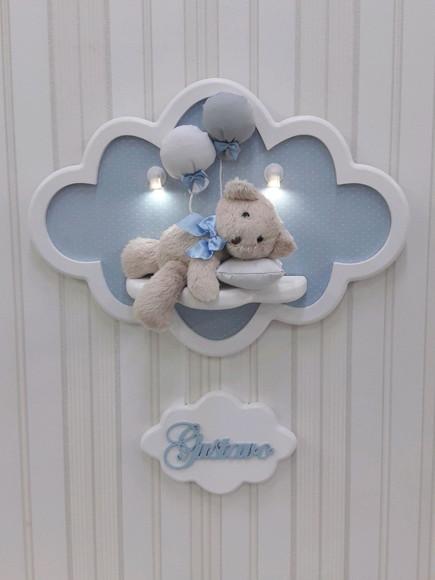 Enfeite de Porta Maternidade Nuvem com Leds