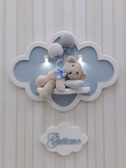 Enfeite de Porta Maternidade Nuvem com Leds