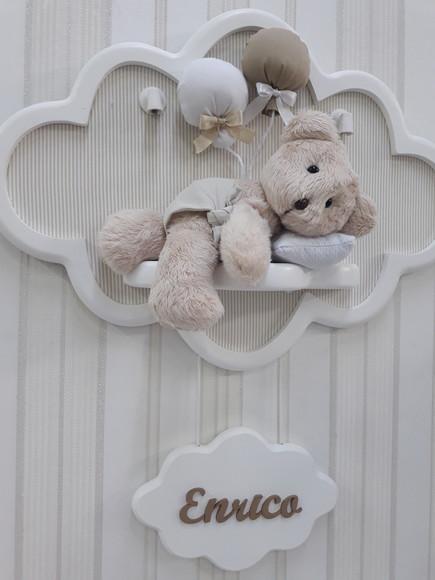 Enfeite de Porta Maternidade Urso na Nuvem com Leds