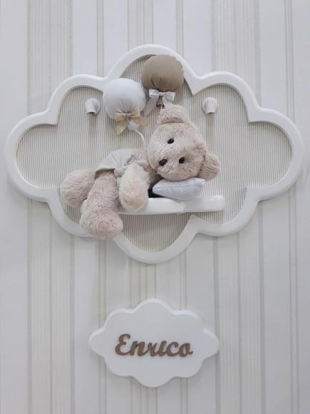 Enfeite de Porta Maternidade Urso na Nuvem com Leds