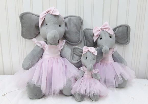 Trio de Elefantes de Pelúcia Bailarinas