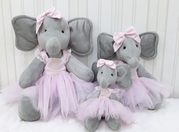Trio de Elefantes de Pelúcia Bailarinas