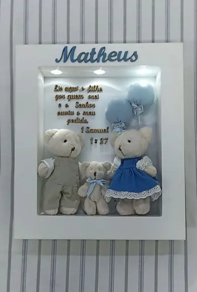 Enfeite de Porta Maternidade Família de Ursinhos