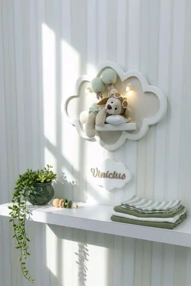 Enfeite de Porta Maternidade Nuvem com Leds