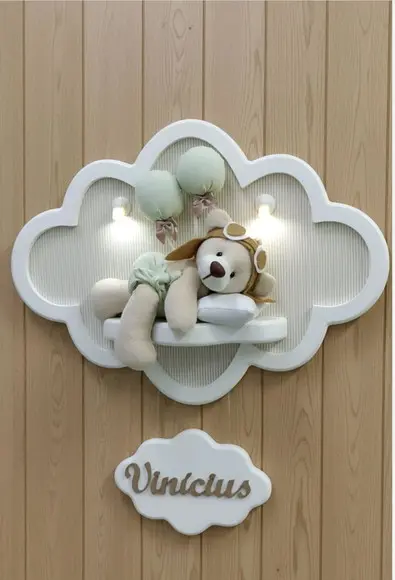 Enfeite de Porta Maternidade Nuvem com Leds