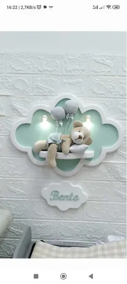 Enfeite de Porta Maternidade Nuvem com Leds