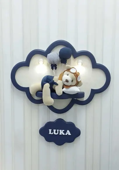 Enfeite de Porta Maternidade Nuvem com Leds