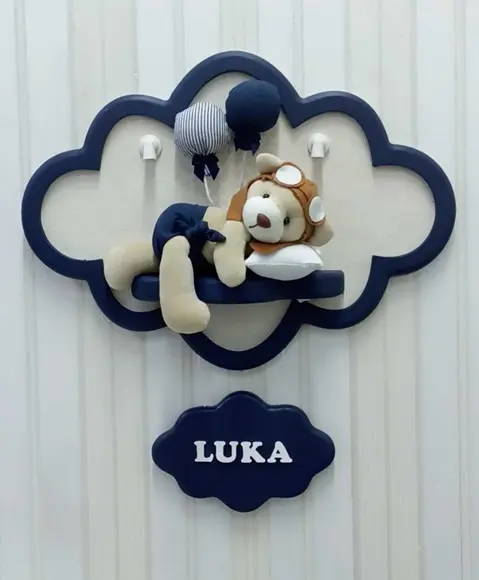 Enfeite de Porta Maternidade Nuvem com Leds