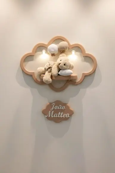 Enfeite de Porta Maternidade Nuvem com Leds