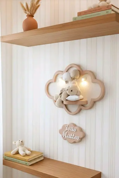 Enfeite de Porta Maternidade Nuvem com Leds