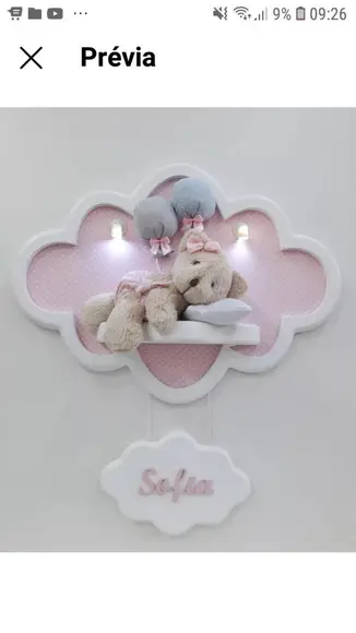 Enfeite de Porta Maternidade Nuvem com Leds