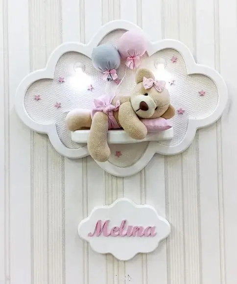 Enfeite de Porta Maternidade Nuvem com Leds