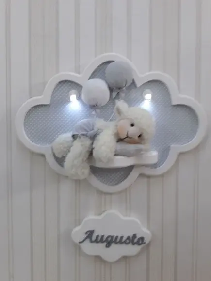 Porta Maternidade Nuvem com Leds