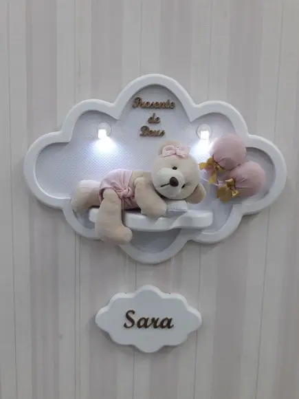Porta Maternidade Nuvem com Leds