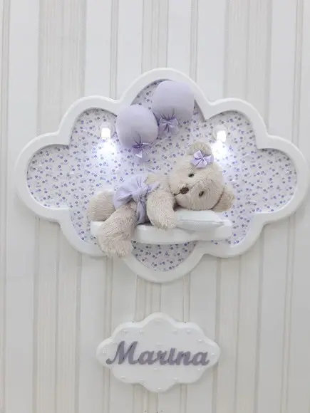 Porta Maternidade Nuvem com Leds