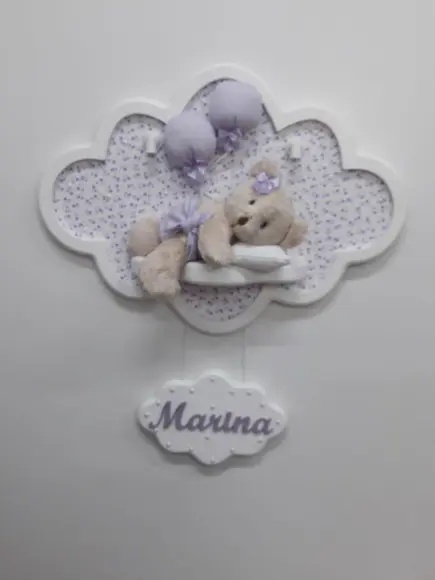 Porta Maternidade Nuvem com Leds