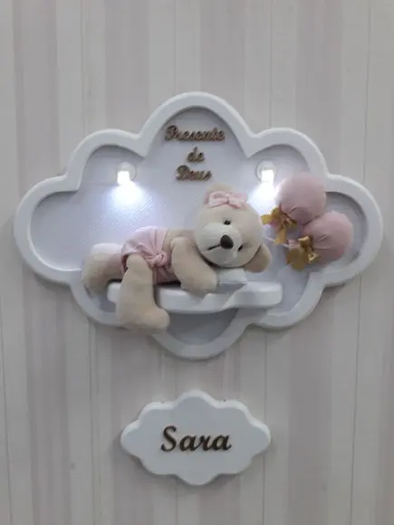 Porta Maternidade Nuvem com Leds