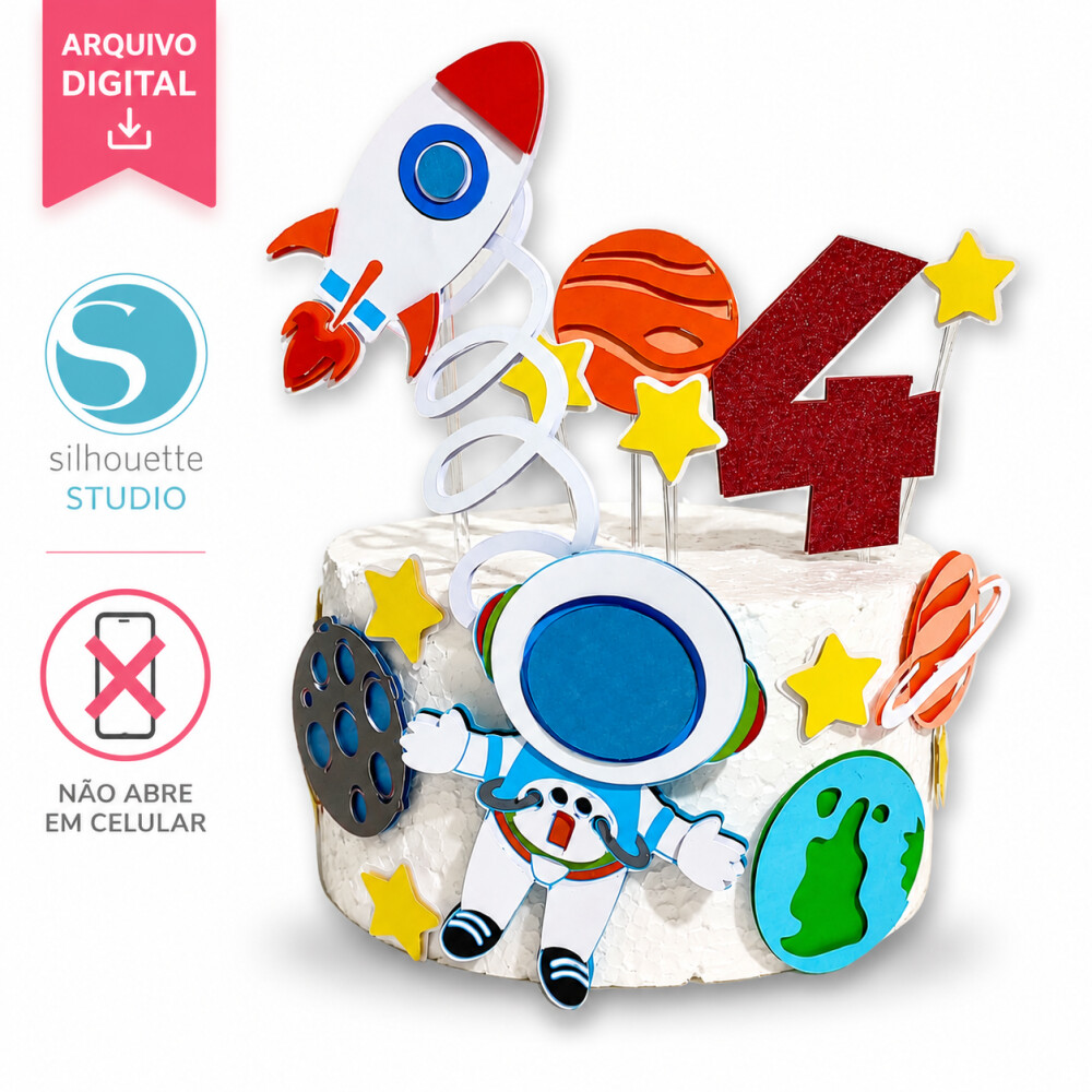 Arquivo de Corte Topo de Bolo Astronauta | Studio Silhouette