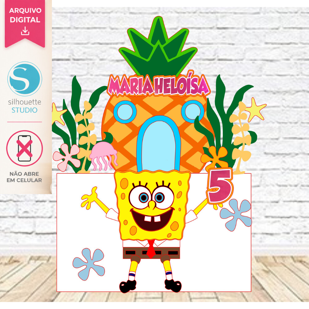 Arquivo de Corte Topo de Bolo Bob Esponja | Studio Silhouette