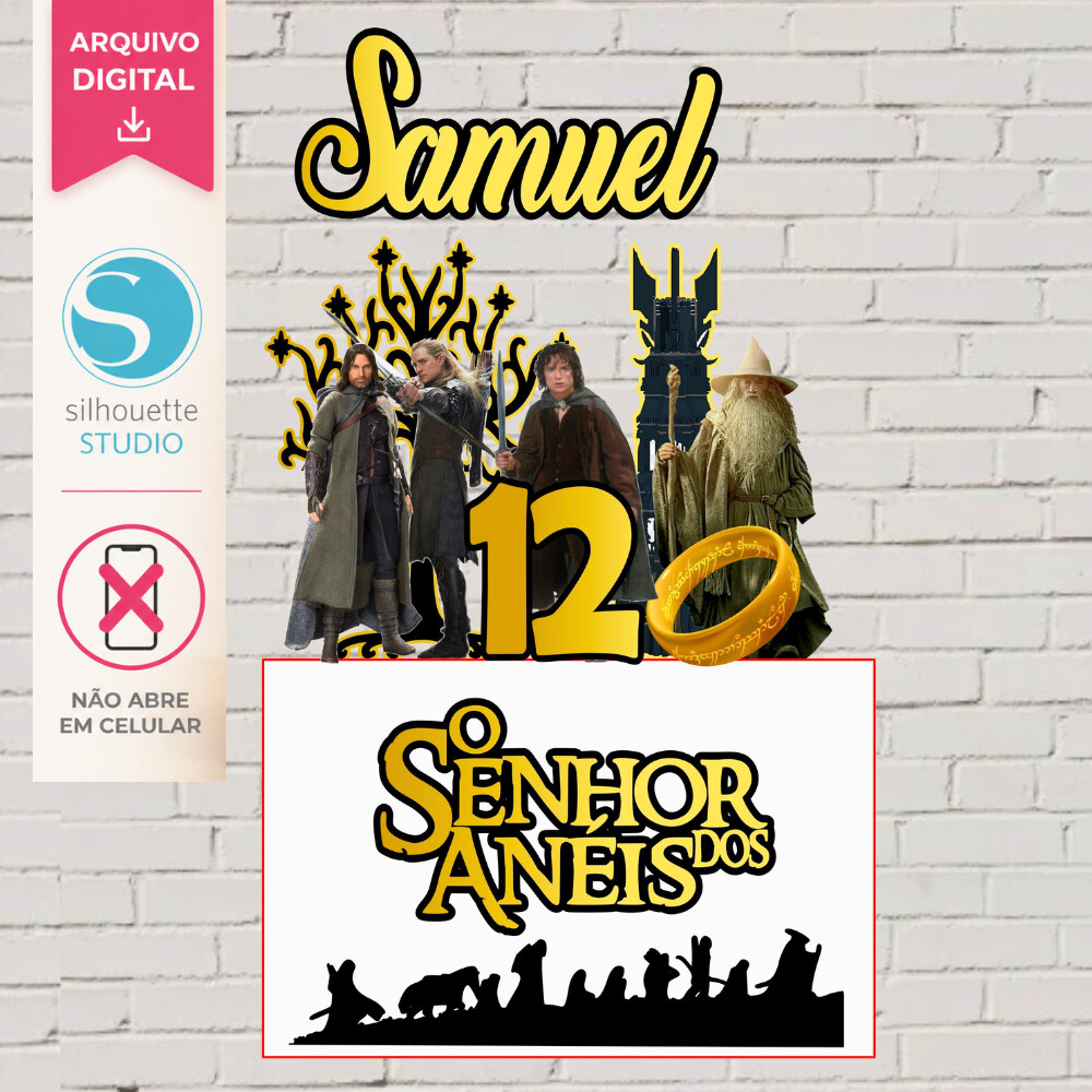 Arquivo de Corte Topo de Bolo Senhor dos Anéis | Studio Silhouet