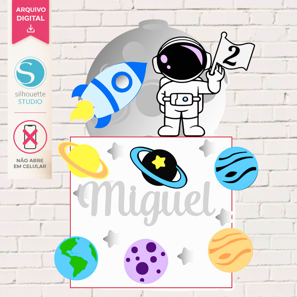 Arquivo de Corte Topo de Bolo Astronauta | Studio Silhouette