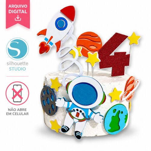 Arquivo de Corte Topo de Bolo Astronauta | Studio Silhouette