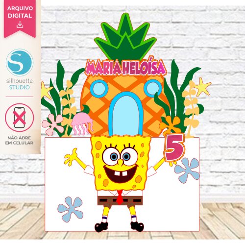 Arquivo de Corte Topo de Bolo Bob Esponja | Studio Silhouette