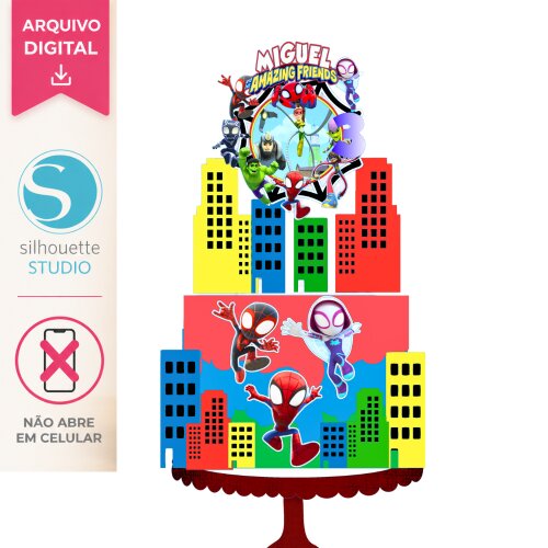 Arquivo de Corte Topo de Bolo Spidey e Seus Amigos Espetaculares | Studio Silhouette