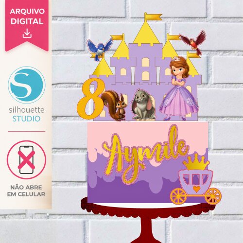 Arquivo de Corte Topo de Bolo Princesa Sofia | Studio Silhouette