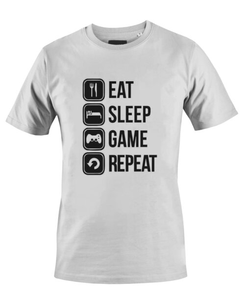 Camiseta Camisa Gamer Eat Sleep Game repeat