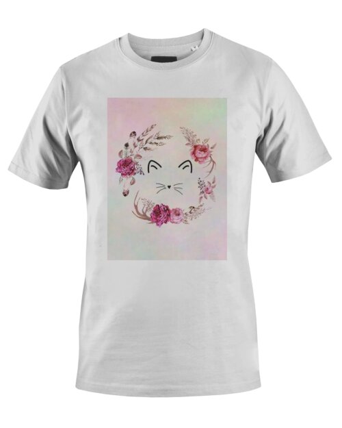 Camiseta Camisa Gatinho Gato Flores
