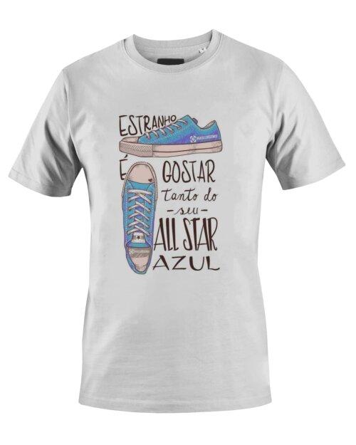 Camiseta Camisa Estranho é Gostar tanto do seu All Star Azul