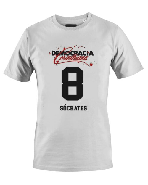 Camiseta Camisa Timão Democracia em Preto e Branco Sócrates