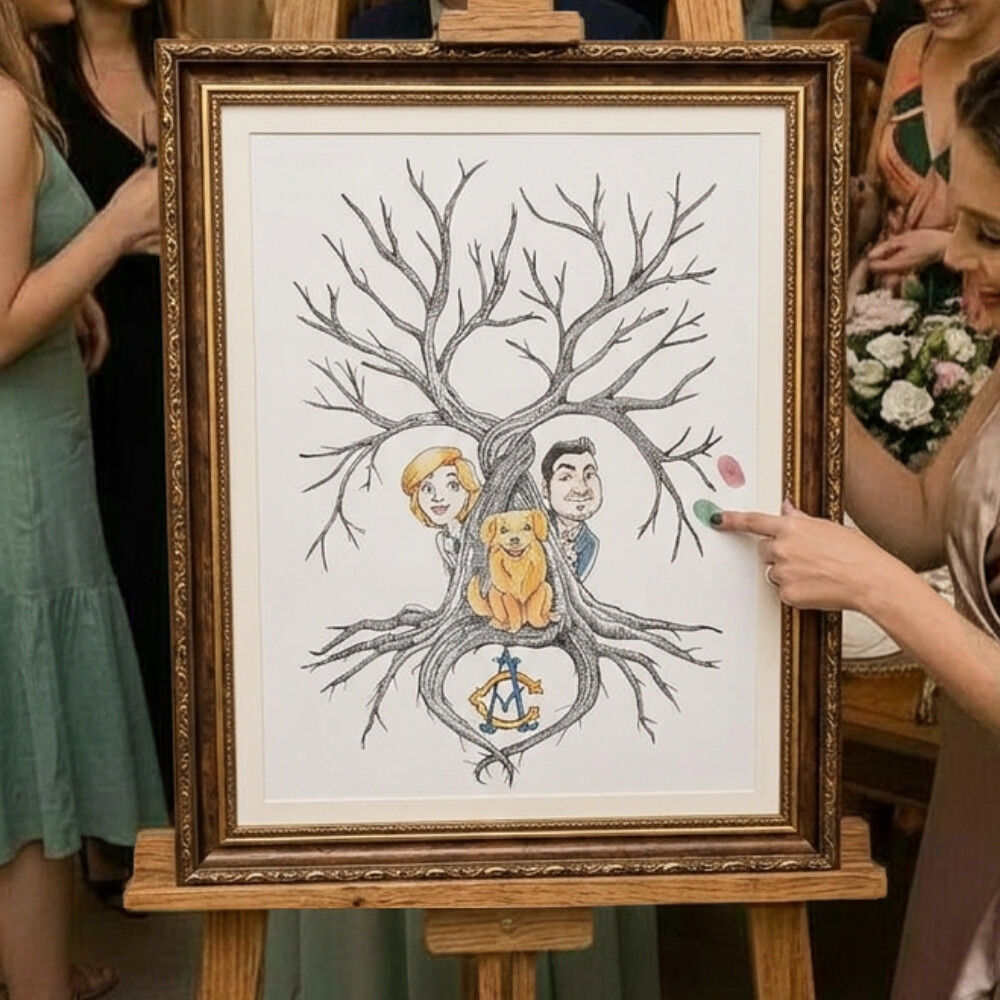 Quadro Árvore de digital para Casamento